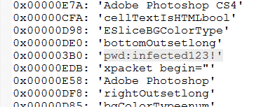 0x00003B0: 'pwd:infected123!'